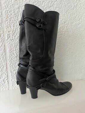 Alfredo Bannister Vintage Leather Knee-High Strappy Leather Boots